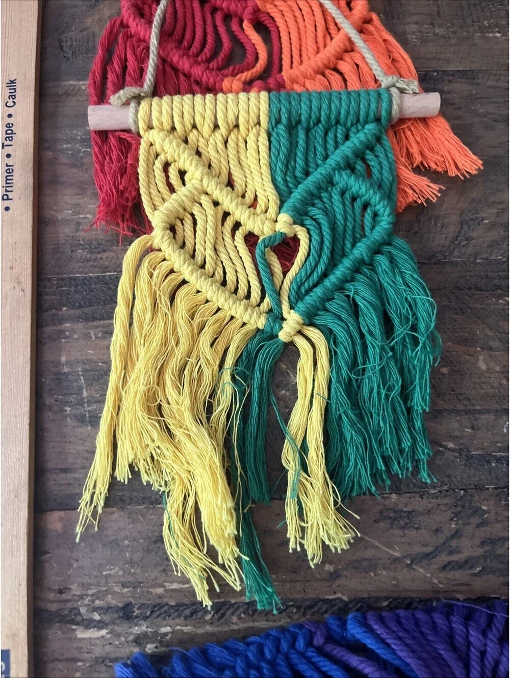 Handmade Macrame Rainbow Hanging 3 Piece Heart Boho Home Nursery Decor Pride